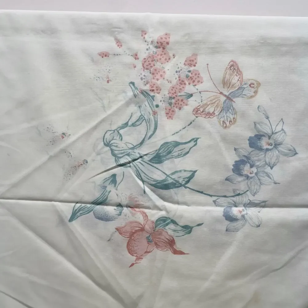 Tastemaker Pillowcase Floral Butterfly No Iron Percale USA Vintage